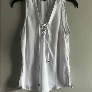 Paper Tee White Tie Front Tank Top